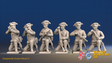 Seven Years’ War Prussian Jägers - Kneeling Skirmishers - Boots and Plain Lapels, front view. Supplied unpainted.