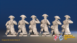 Seven Years’ War Prussian Jägers - Kneeling Skirmishers - Boots and Plain Lapels, rear view. Supplied unpainted.