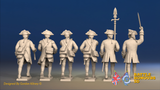 Seven Years’ War Prussian Musketeers Command - Charging - Plain Lapels, rear view. Supplied unpainted.