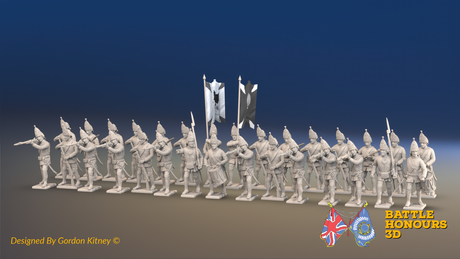 Seven Years’ War Russian Grenadier Battalion - Firing - Summer Uniform - 30 Figures, front view. Supplied unpainted.
