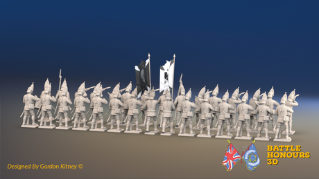 Seven Years’ War Russian Grenadier Battalion - Firing - Summer Uniform - 30 Figures, rear view. Supplied unpainted.
