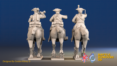 Seven Years’ War Prussian Cuirassiers Command - Galloping, rear view. Supplied unpainted.