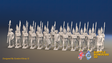 Seven Years’ War Prussian Grenadier Battalion - March Attack - Pointed Lapel Lace and Coats Without Lapels - 24 Figures, front view. Supplied unpainted.