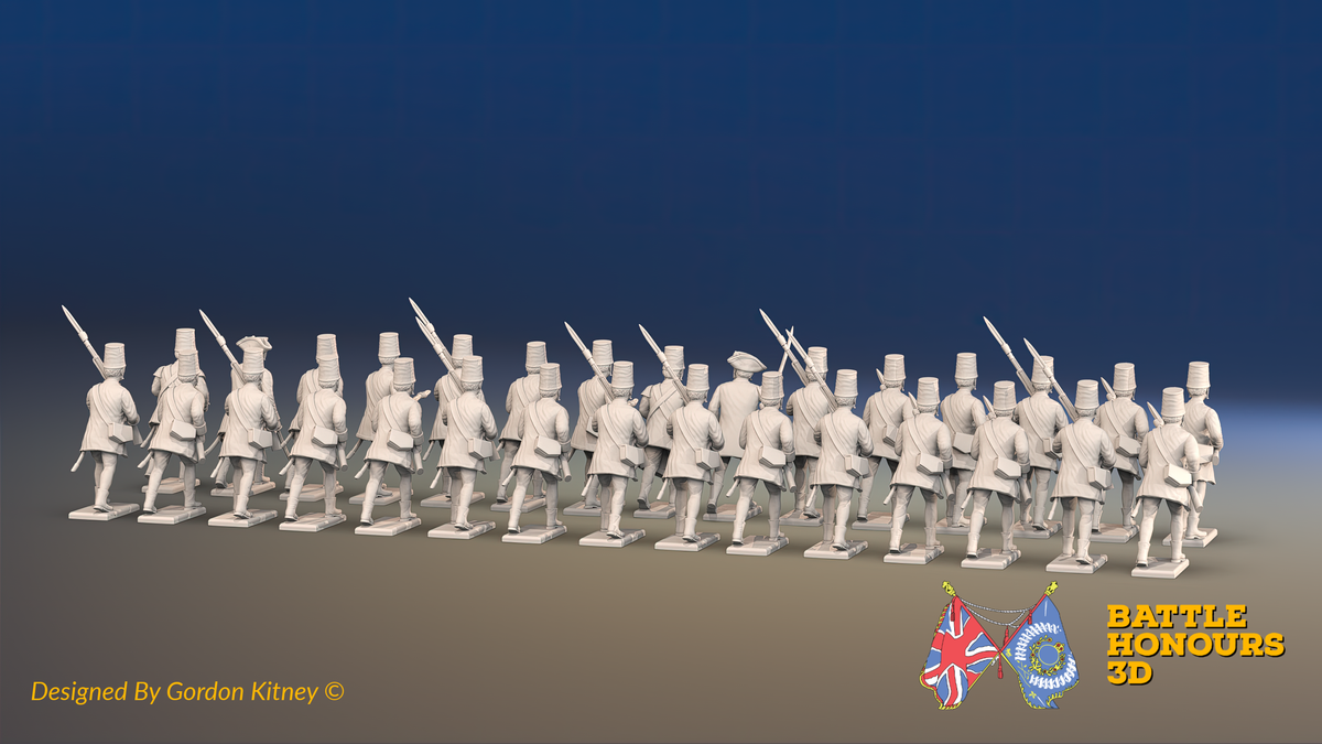 Seven Years’ War Russian Pandur Battalion - Charging - Summer Uniform - 30 Figures, rear view. Supplied unpainted.