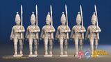Seven Years’ War Prussian Grenadiers - March Attack - Straight Lapel Lace, front view. Supplied unpainted.