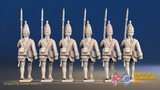 Seven Years’ War Prussian Grenadiers - March Attack - Straight Lapel Lace, rear view. Supplied unpainted.
