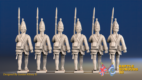 Seven Years’ War Prussian Grenadiers - March Attack - Set 2, rear view. Supplied unpainted.