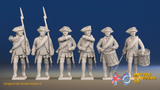Seven Years’ War Russian Musketeers Command - Winter Uniform - Rolled Cloaks, front view. Supplied unpainted.