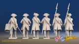 Seven Years’ War Russian Musketeers Command - Winter Uniform - Rolled Cloaks, rear view. Supplied unpainted.