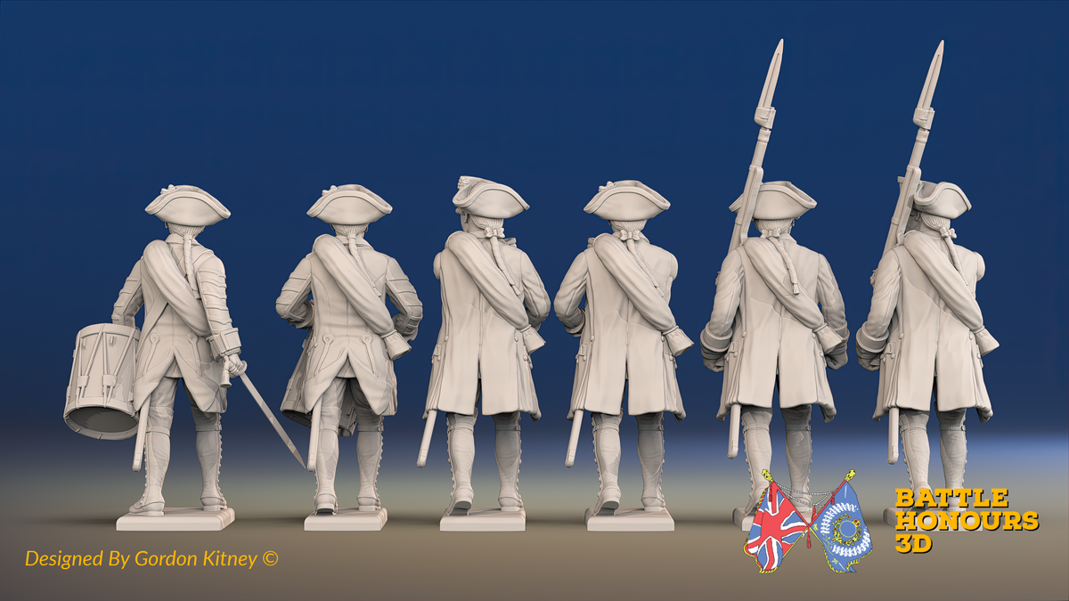 Seven Years’ War Russian Musketeers Command - Winter Uniform - Rolled Cloaks, rear view. Supplied unpainted.