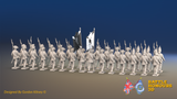 Seven Years’ War Russian Musketeer Battalion - March Attack - Summer Uniform - Observation Corps - Rolled Coats - 30 Figures, rear view. Supplied unpainted.