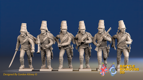 Seven Years’ War Prussian Dismounted Hussars - Charging - Mirlitons, Set 2, front view. Supplied unpainted.
