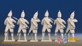 Seven Years’ War Russian Grenadiers - Firing - Winter Uniform - Rolled Coats, rear view. Supplied unpainted.