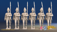 Seven Years’ War Prussian Fusiliers - March Attack - Set 1, front view. Supplied unpainted.