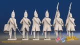 Seven Years’ War Russian Grenadiers Command - Winter Uniform - Observation Corps - Rolled Coats, rear view. Supplied unpainted.