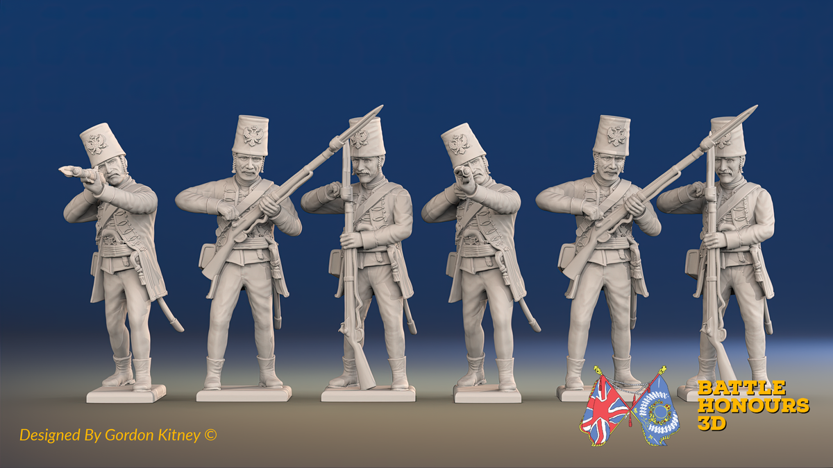 Seven Years’ War Russian Pandurs - Firing - Summer Uniform, front view. Supplied unpainted.
