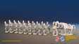 Seven Years’ War Prussian Dismounted Hussars - Charging - Mirlitons, Set 2 - 19 Figures and 4 Horses, front view. Supplied unpainted.