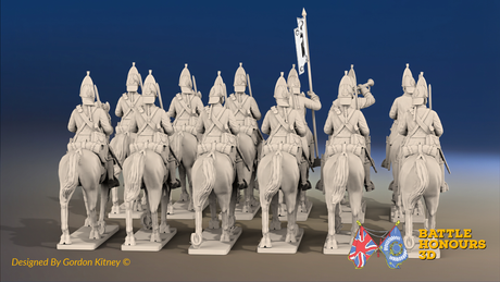Seven Years’ War Russian Horse Grenadier Regiment - 12 Mounted Figures, rear view. Supplied unpainted.