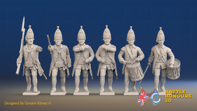 Seven Years’ War Russian Grenadiers Command - Advancing - Winter Uniform, front view. Supplied unpainted.