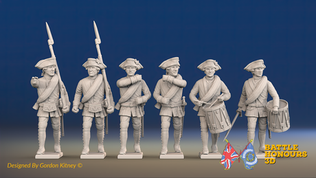 Seven Years’ War Russian Musketeers Command - Summer Uniform - Rolled Coats, front view. Supplied unpainted.
