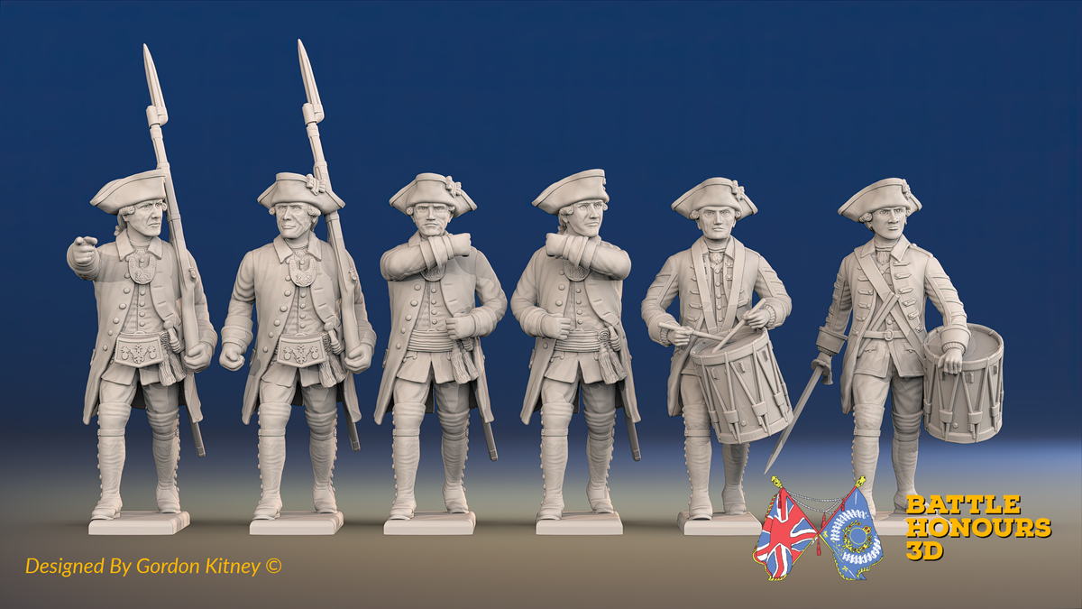 Seven Years’ War Russian Musketeers Command - Winter Uniform, front view. Supplied unpainted.