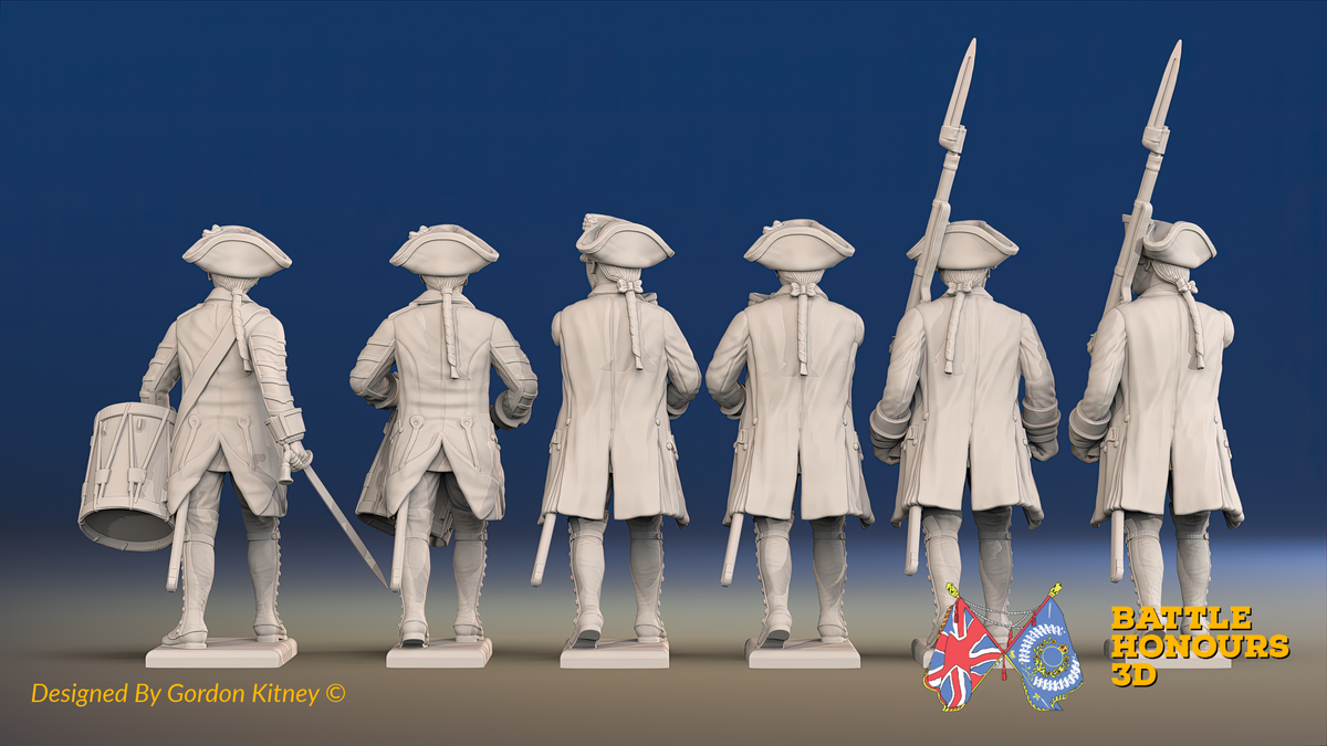 Seven Years’ War Russian Musketeers Command - Winter Uniform, rear view. Supplied unpainted.