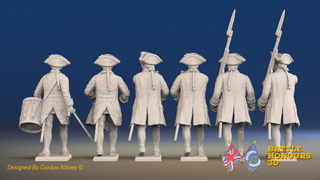 Seven Years’ War Russian Musketeers Command - Winter Uniform, rear view. Supplied unpainted.