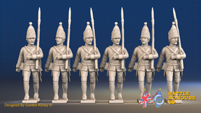 Seven Years’ War Prussian Garrison Grenadiers - March Attack, front view. Supplied unpainted.
