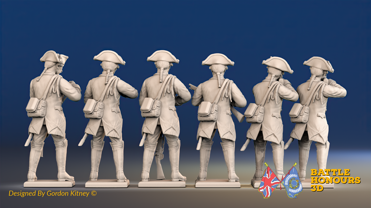 Seven Years’ War Prussian Jägers - Standing Skirmishers - Set 3, rear view. Supplied unpainted.