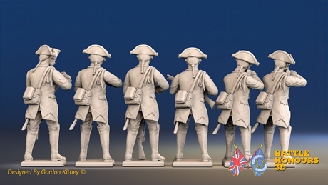 Seven Years’ War Prussian Jägers - Standing Skirmishers - Set 3, rear view. Supplied unpainted.