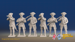 Seven Years’ War Russian Musketeers - Firing - Winter Uniform, front view. Supplied unpainted.