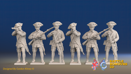 Seven Years’ War Russian Musketeers - Firing - Winter Uniform, front view. Supplied unpainted.