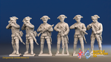 Seven Years’ War Prussian Jägers - Standing Skirmishers - Set 2, front view. Supplied unpainted.