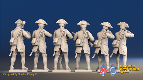 Seven Years’ War Prussian Jägers - Standing Skirmishers - Set 2, rear view. Supplied unpainted.