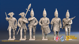 Seven Years’ War Prussian Grenadiers Command - Charging - Plain Lapels, front view. Supplied unpainted.