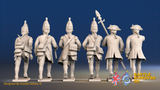 Seven Years’ War Prussian Grenadiers Command - Charging - Plain Lapels, rear view. Supplied unpainted.