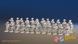 Seven Years’ War Prussian Jäger Battalion - Firing Line - Boots - 24 Figures, front view. Supplied unpainted.