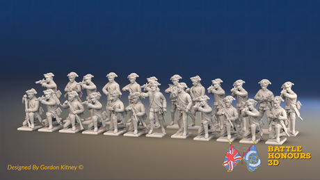 Seven Years’ War Prussian Jäger Battalion - Firing Line - Boots - 24 Figures, front view. Supplied unpainted.