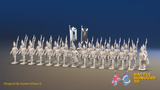 Seven Years’ War Russian Grenadier Battalion - March Attack - Summer Uniform - 30 Figures, front view. Supplied unpainted.