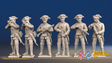 Seven Years’ War Prussian Jägers - Standing Skirmishers - Boots and Plain Lapels, front view. Supplied unpainted.