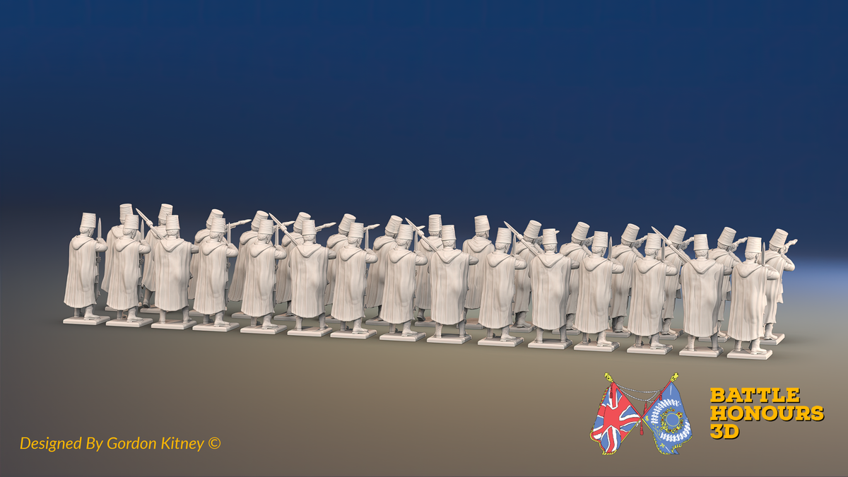 Seven Years’ War Russian Pandur Grenadier Battalion - Firing - Winter Uniform - 30 Figures, rear view. Supplied unpainted.