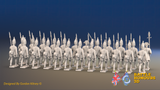 Seven Years’ War Prussian Grenadier Battalion - March Attack - Straight Lapel Lace - 30 Figures, rear view. Supplied unpainted.