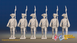 Seven Years’ War Russian Musketeers - March Attack - Summer Uniform, front view. Supplied unpainted.