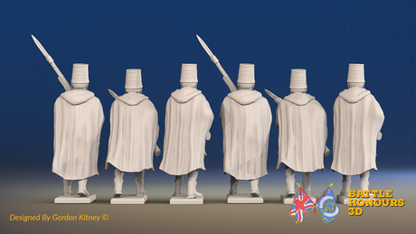 Seven Years’ War Russian Pandur Grenadiers - Charging - Winter Uniform, rear view. Supplied unpainted.