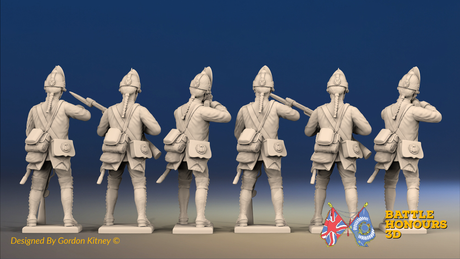 Seven Years’ War Prussian Fusiliers - Firing Line - Set 2, rear view. Supplied unpainted.