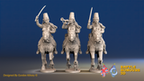 Seven Years’ War Prussian Hussars Command - Galloping - Mirlitons, Set 1, front view. Supplied unpainted.