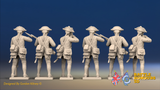 Seven Years’ War Prussian Musketeers - Firing Line - Plain Lapels, rear view. Supplied unpainted.