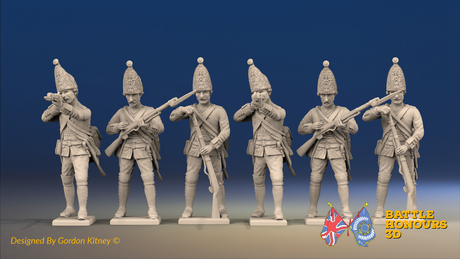 Seven Years’ War Prussian Grenadiers - Firing Line - Set 6, front view. Supplied unpainted.