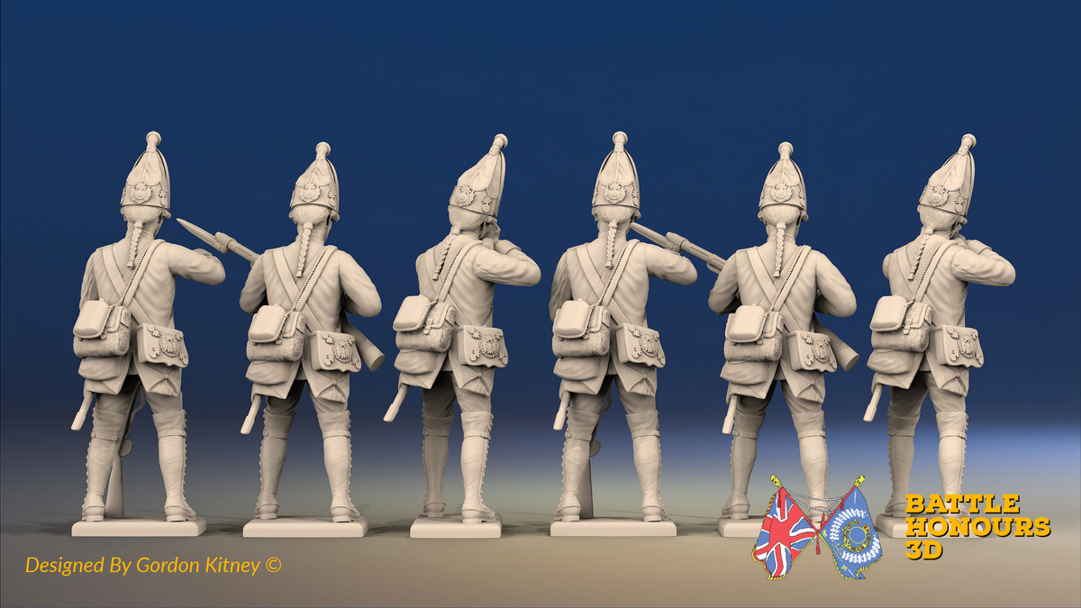 Seven Years’ War Prussian Grenadiers - Firing Line - Long Cuff Lace, rear view. Supplied unpainted.