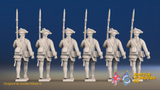 Seven Years’ War Prussian Musketeers - March Attack - Set 15, rear view. Supplied unpainted.